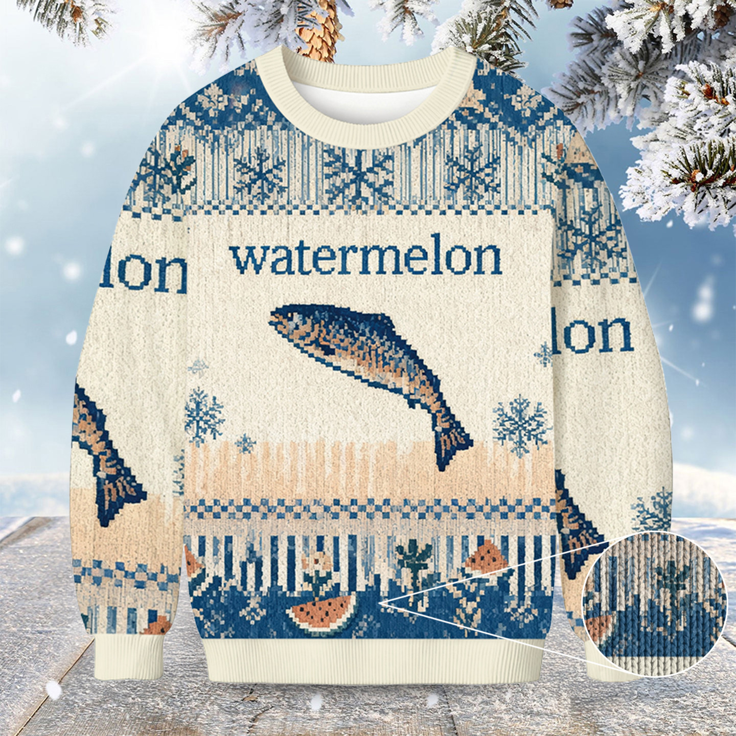 Fish Watermelon Christmas Ugly Sweater Animal Themed Christmas Gifts For Fish Lovers