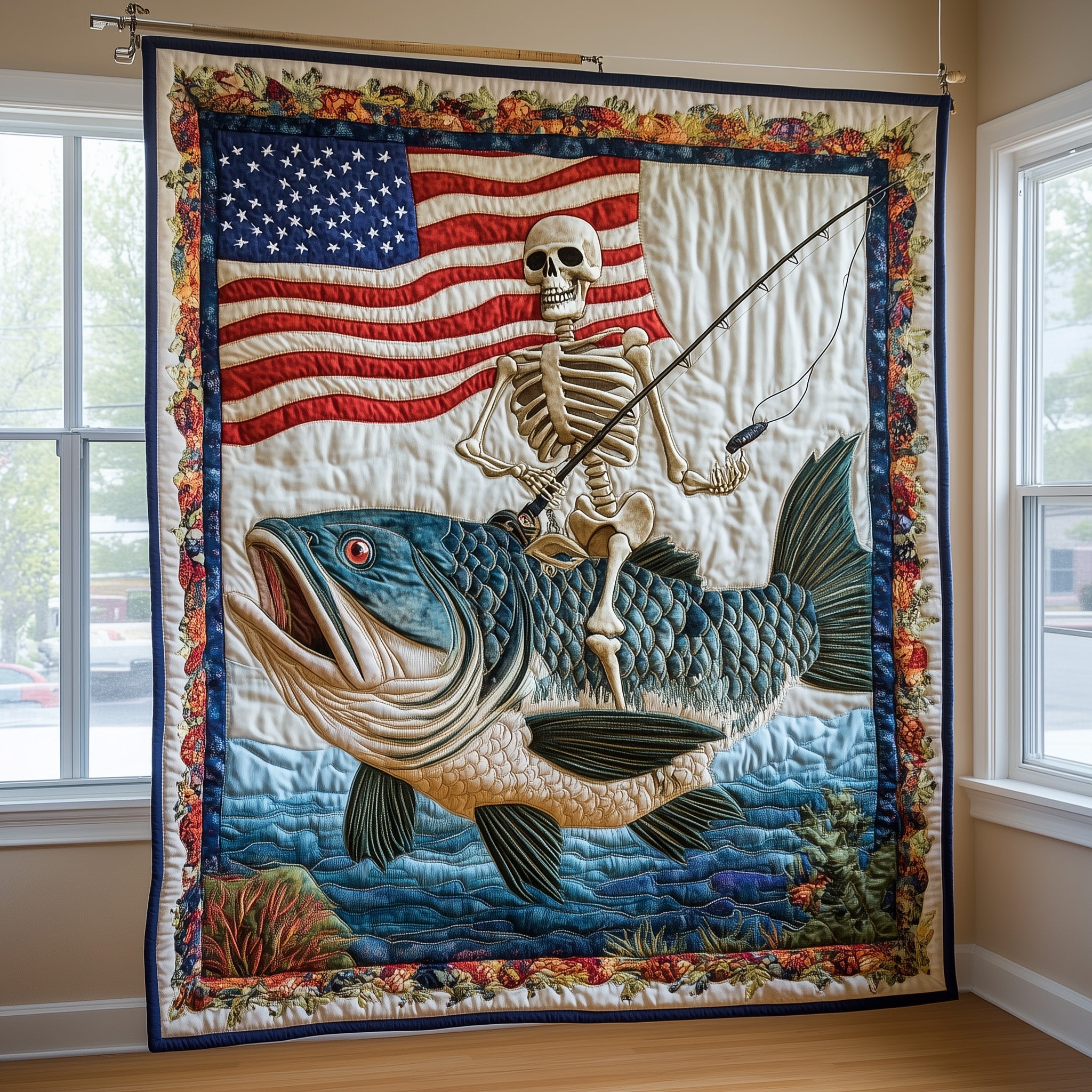 Fisherman Life Quilted Blanket Nice Throw BlanketBest Fishing Gifts For Dad