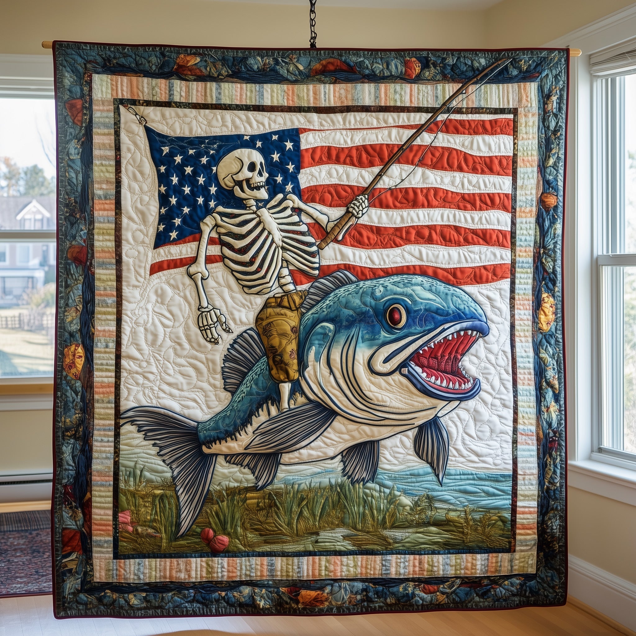 Fisherman Life Quilted Blanket Nice Throw BlanketChristmas Fishing Gifts For Him