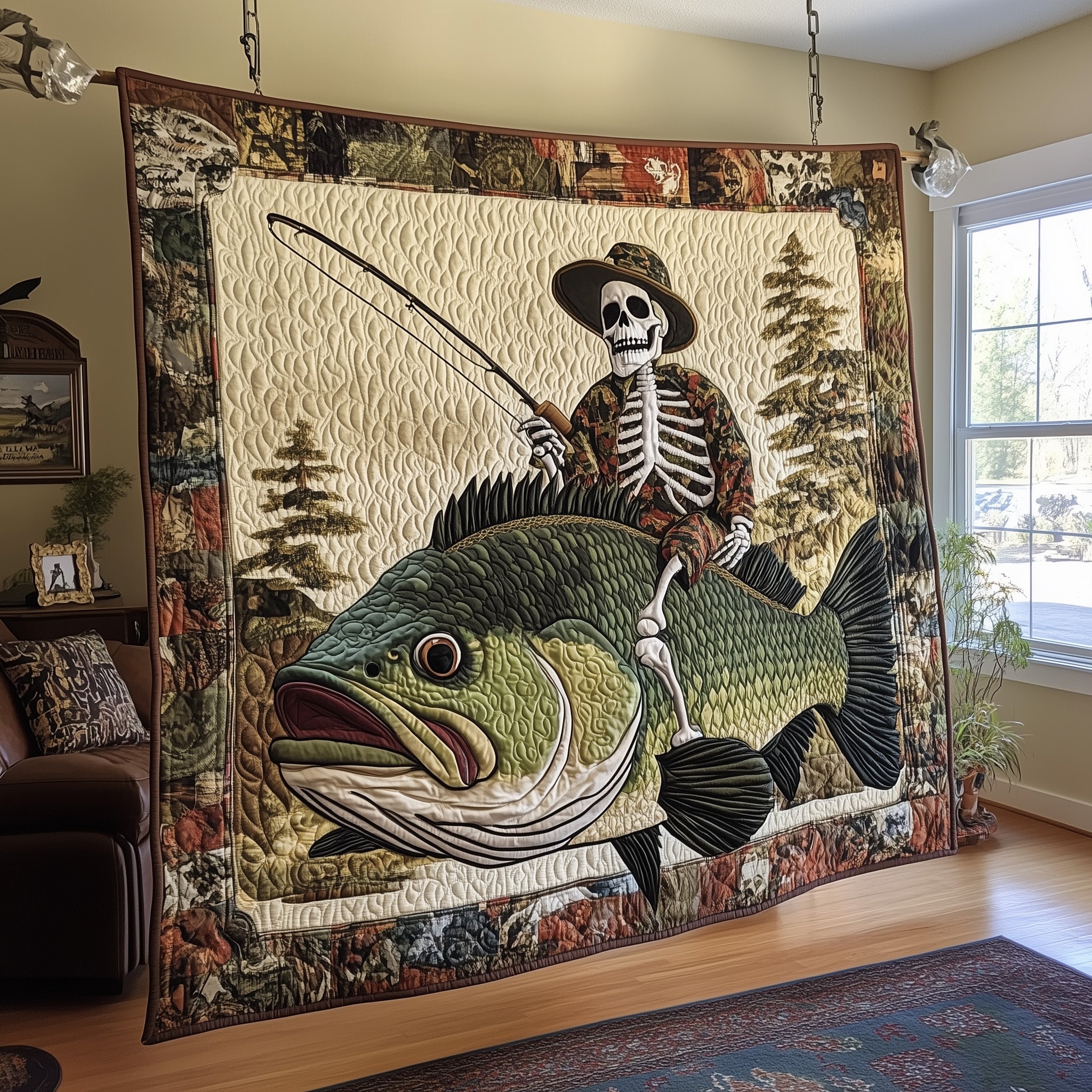 Fisherman Life Quilted Blanket Nice Throw BlanketFishing Presents For Him
