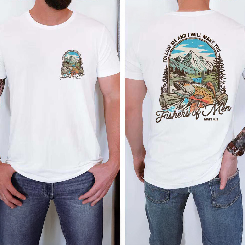 Fishers Of Men Christian Bible Verse Matthew 419 Fishing T-Shirt Gifts For Fishing Lovers