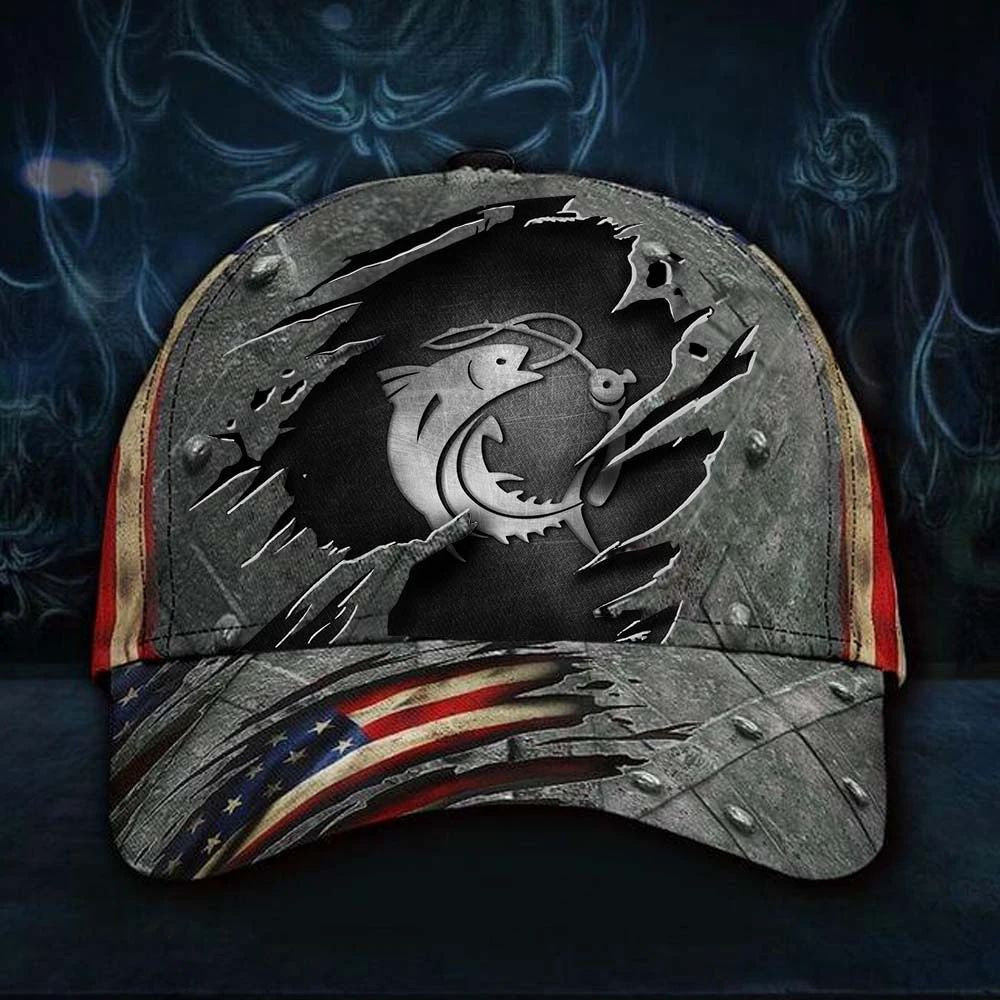 Fishing Cap American Flag Hat 3D Printed Vintage Unique Men's Cap Fishing Gift For Dad Fishing Cap American Flag Hat 3D Printed Vintage Unique Men's Cap Fishing Gift For Dad