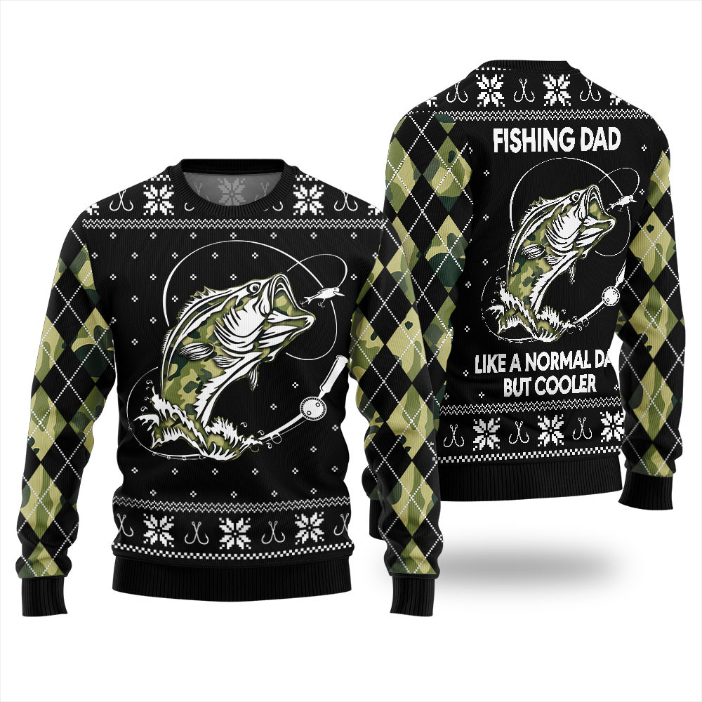 Fishing Dad Ugly Holiday Sweater Casual Winter Sweatshirt for Daily Comfort