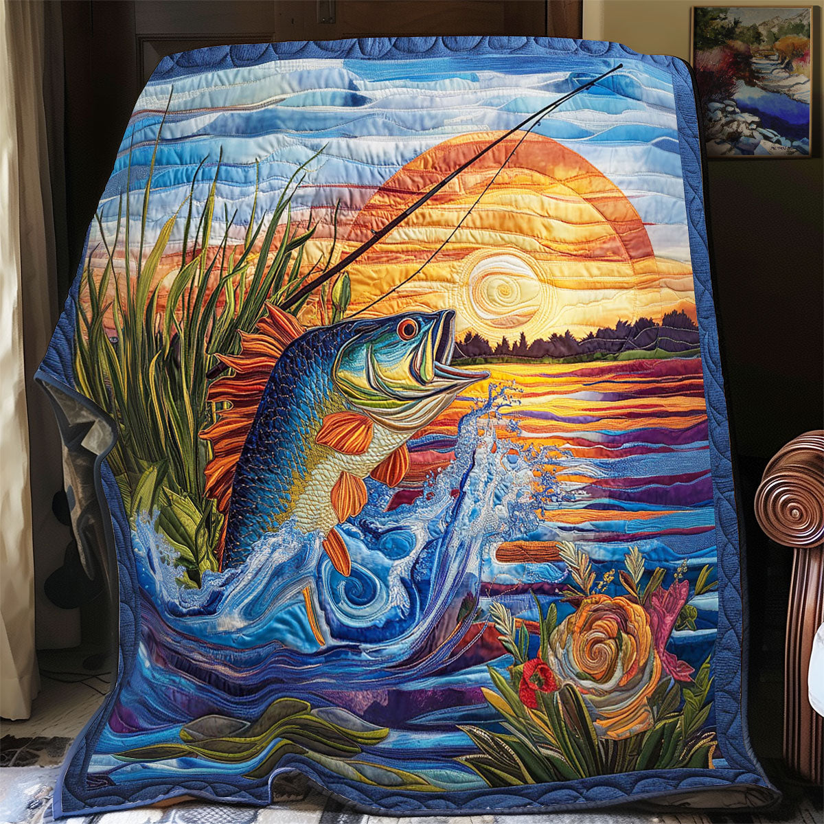 Fishing Day Quilt Thoughtful Quilt Blanket Gift for Loved Ones
