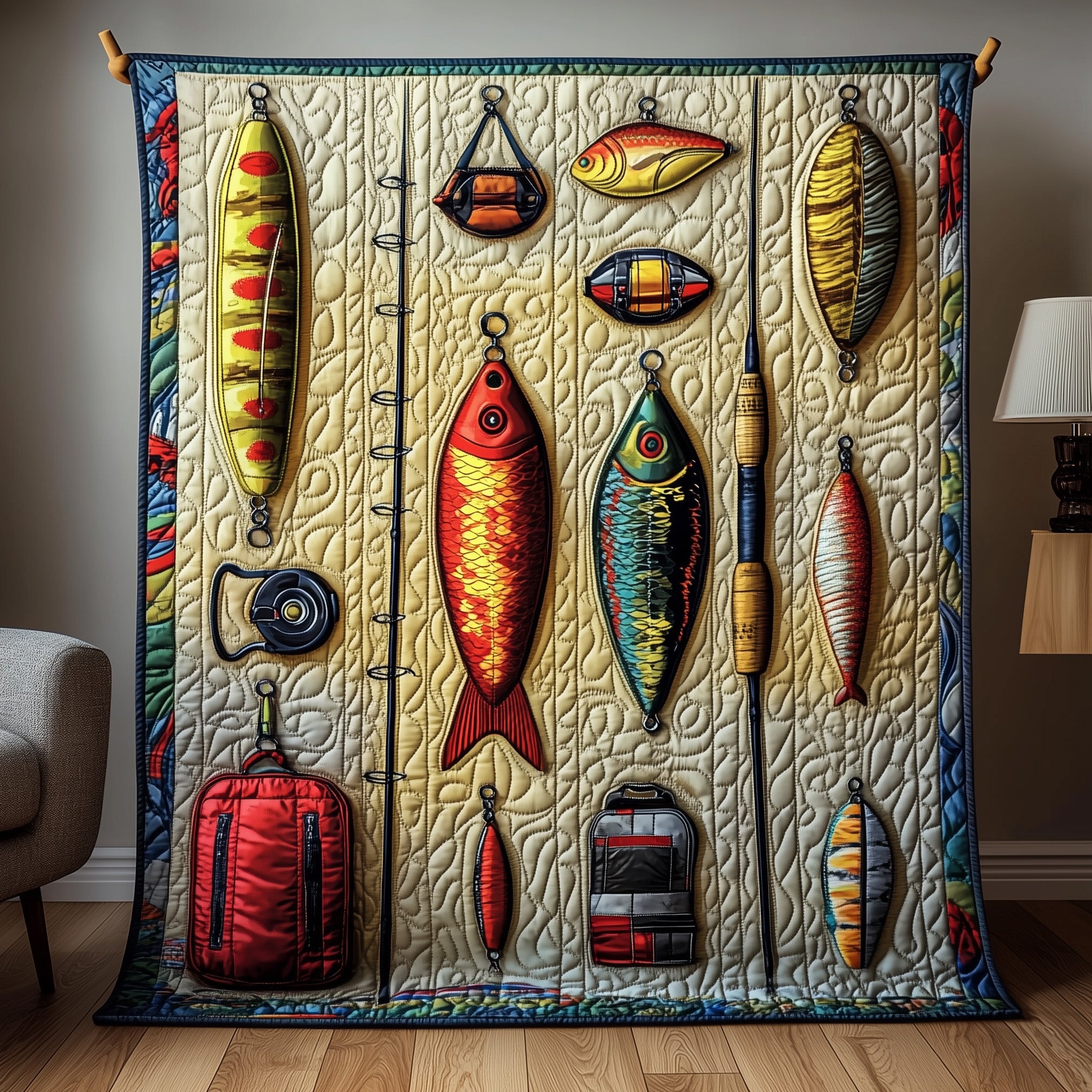 Fishing Delights Quilted Blanket Best Couch Throw BlanketGifts For Fishermen Who Have Everything