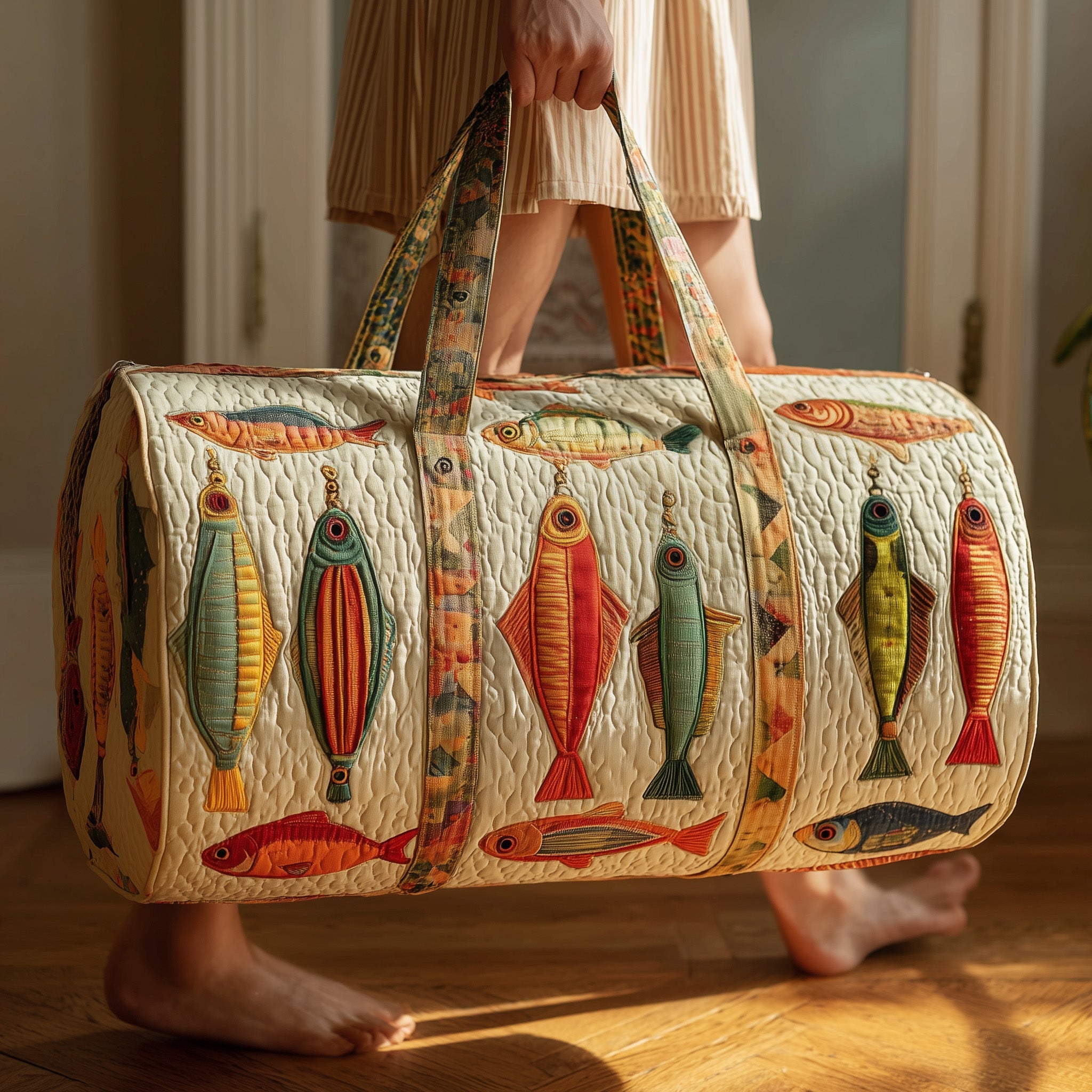 Fishing Delights Quilted Duffle Bag Back To School Essential