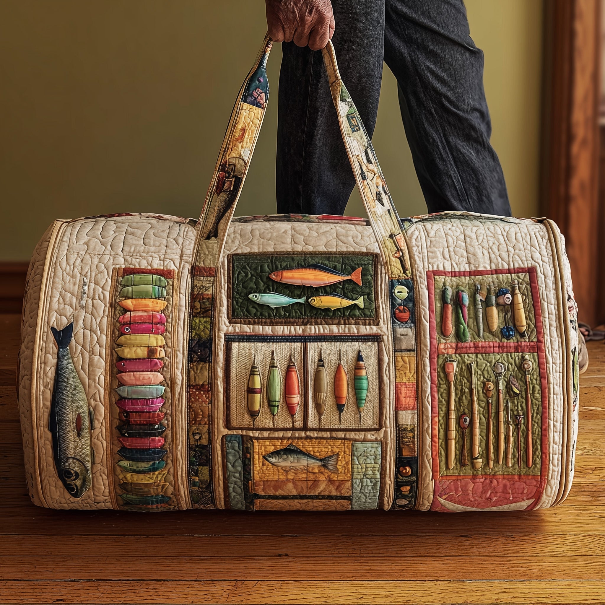Fishing Delights Quilted Duffle Bag Easter Gift Idea