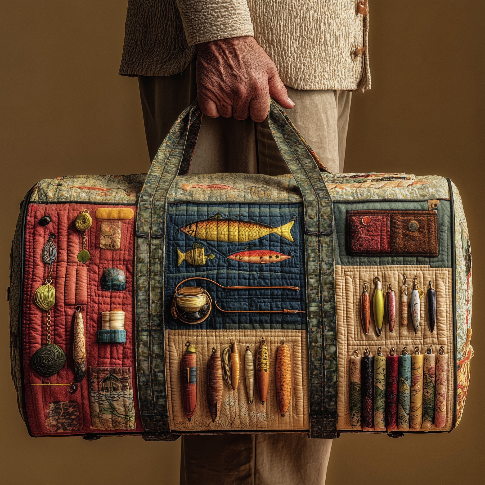 Fishing Delights Quilted Duffle Bag Thanksgiving Gift Idea