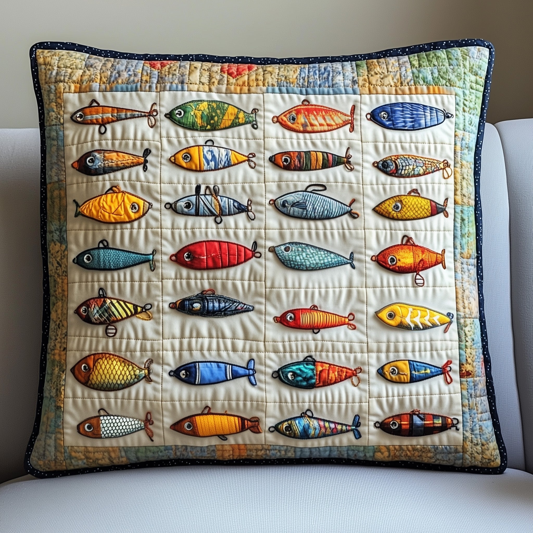 Fishing Delights Quilted Pillow Case Gift For Him(1)
