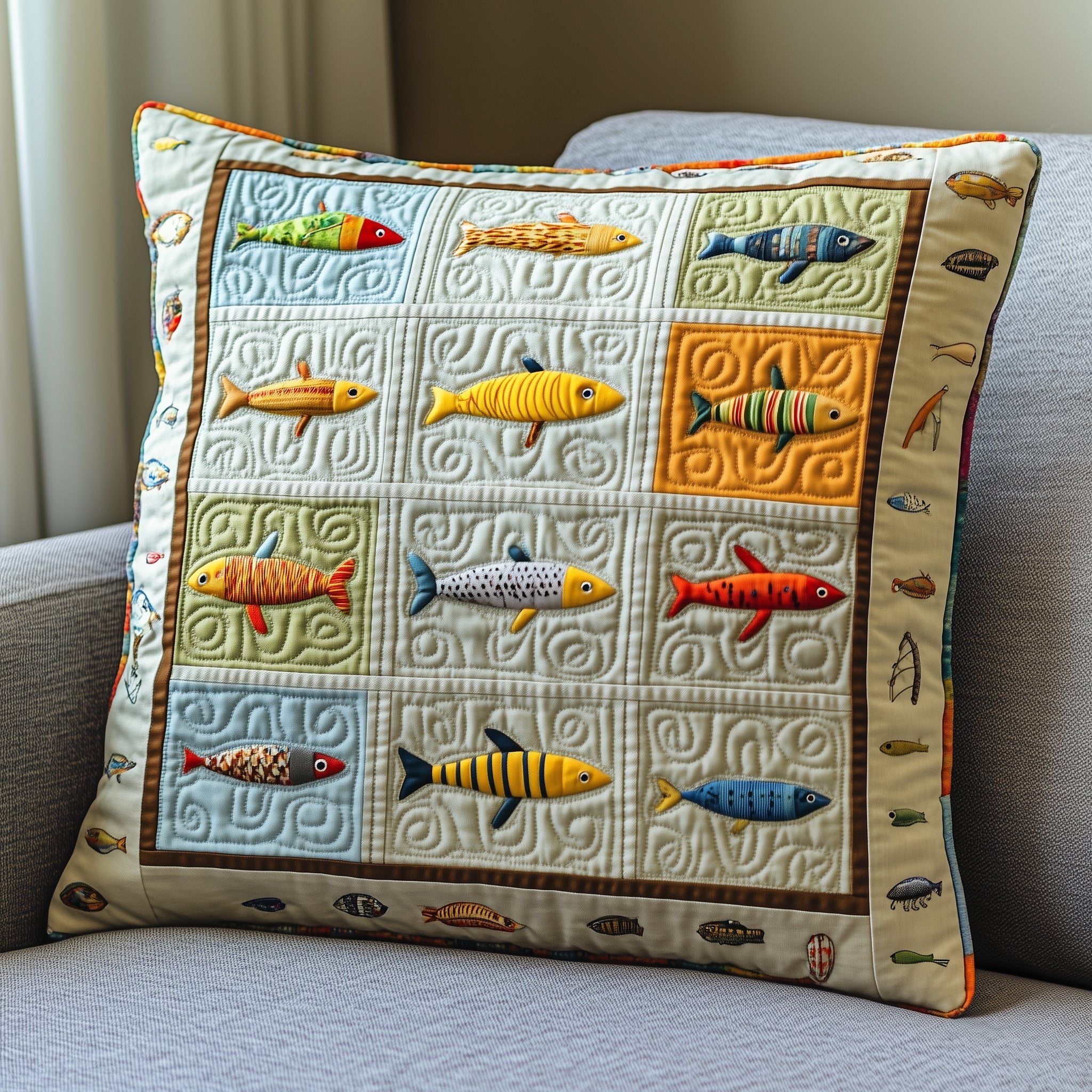 Fishing Delights Quilted Pillow Case Pillow Protector CoverBest Fishing Presents For Dad