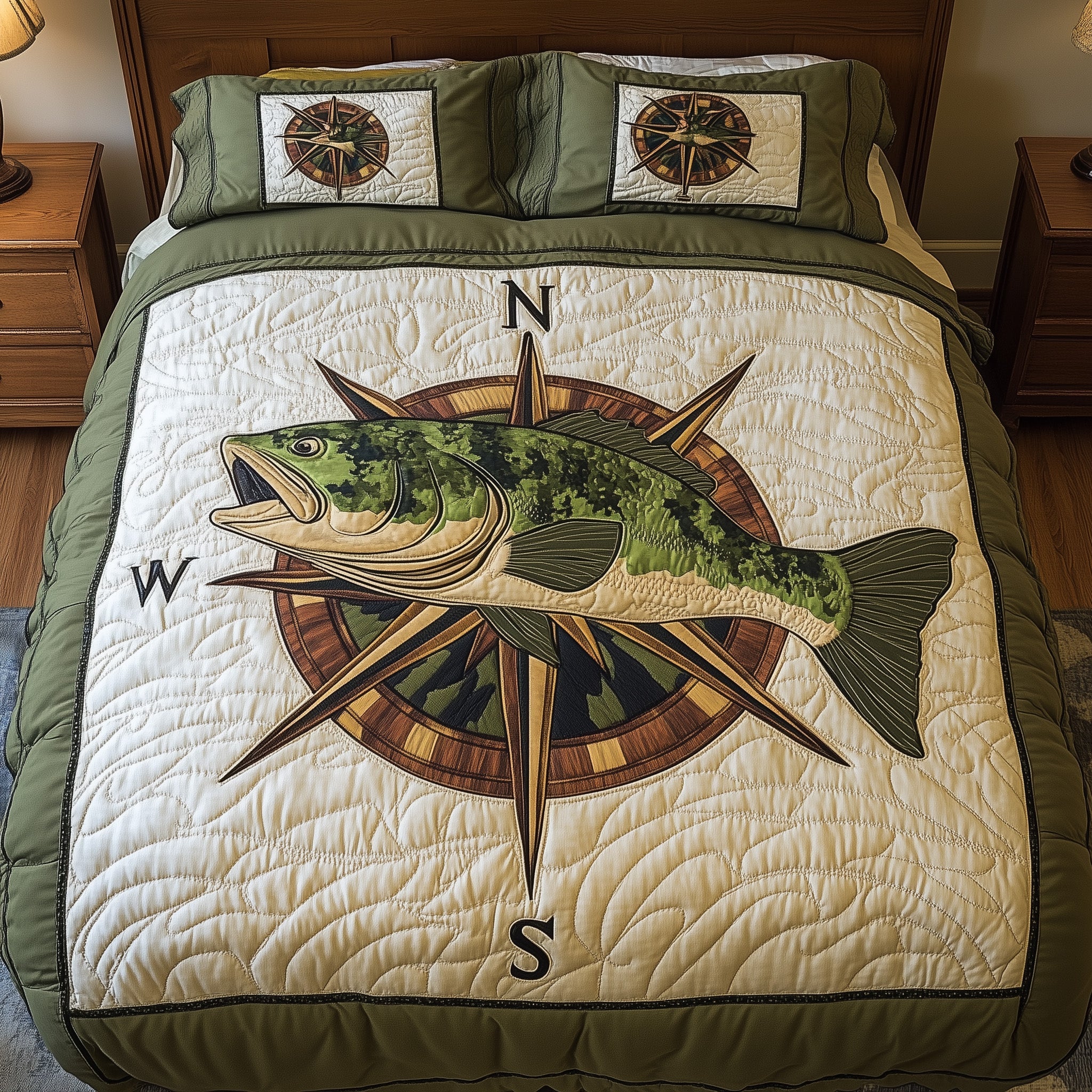 Fishing Dream Quilted Bedding Set Duvet Cover Bed Sheet Fishing Themed Gifts For Adults