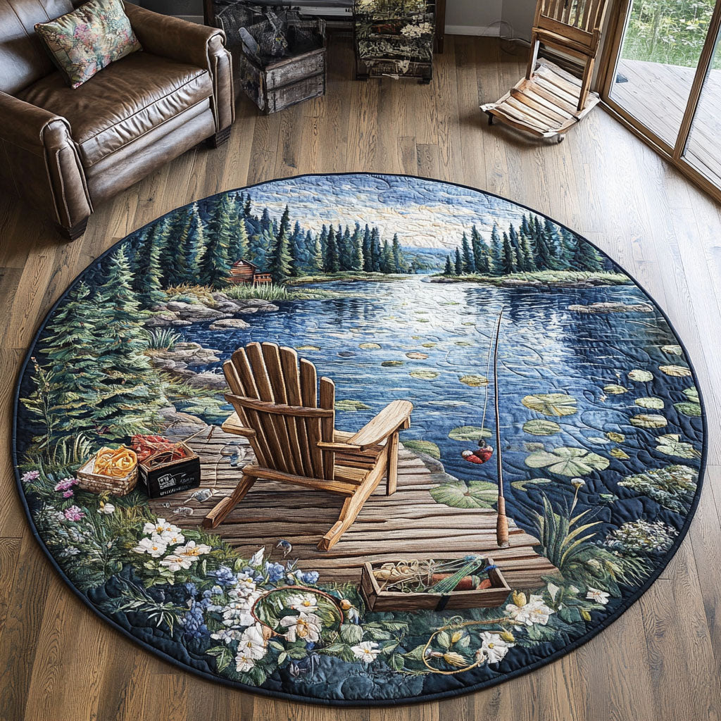 Fishing Escape Quilted Round Mat Front Door Idea Cat Christmas Gifts For Her