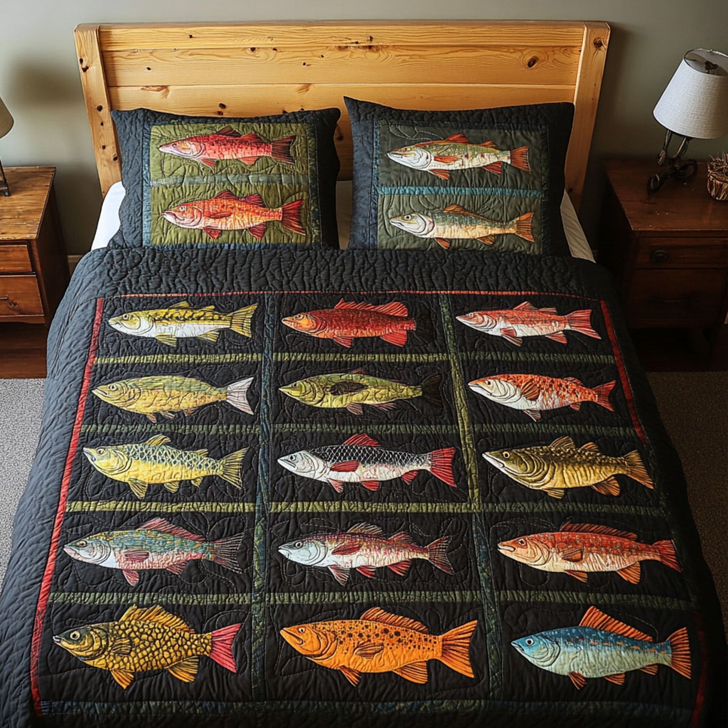 Fishing for Memories Quilted Bedding Set Christmas Duvet Sets Best Fishing Gifts For Dad