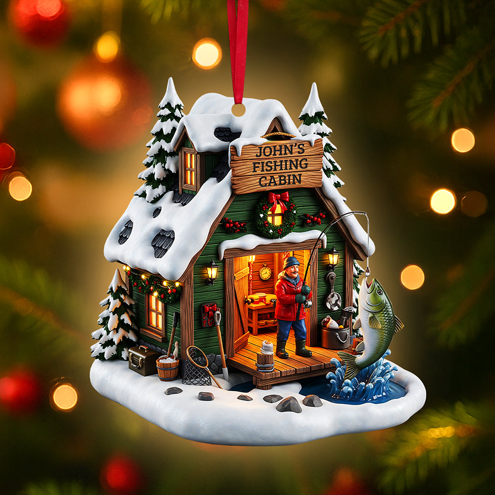 Fishing Man Ornament - Personalized Gifts For Fishing Lovers - Holiday Season Gift Idea