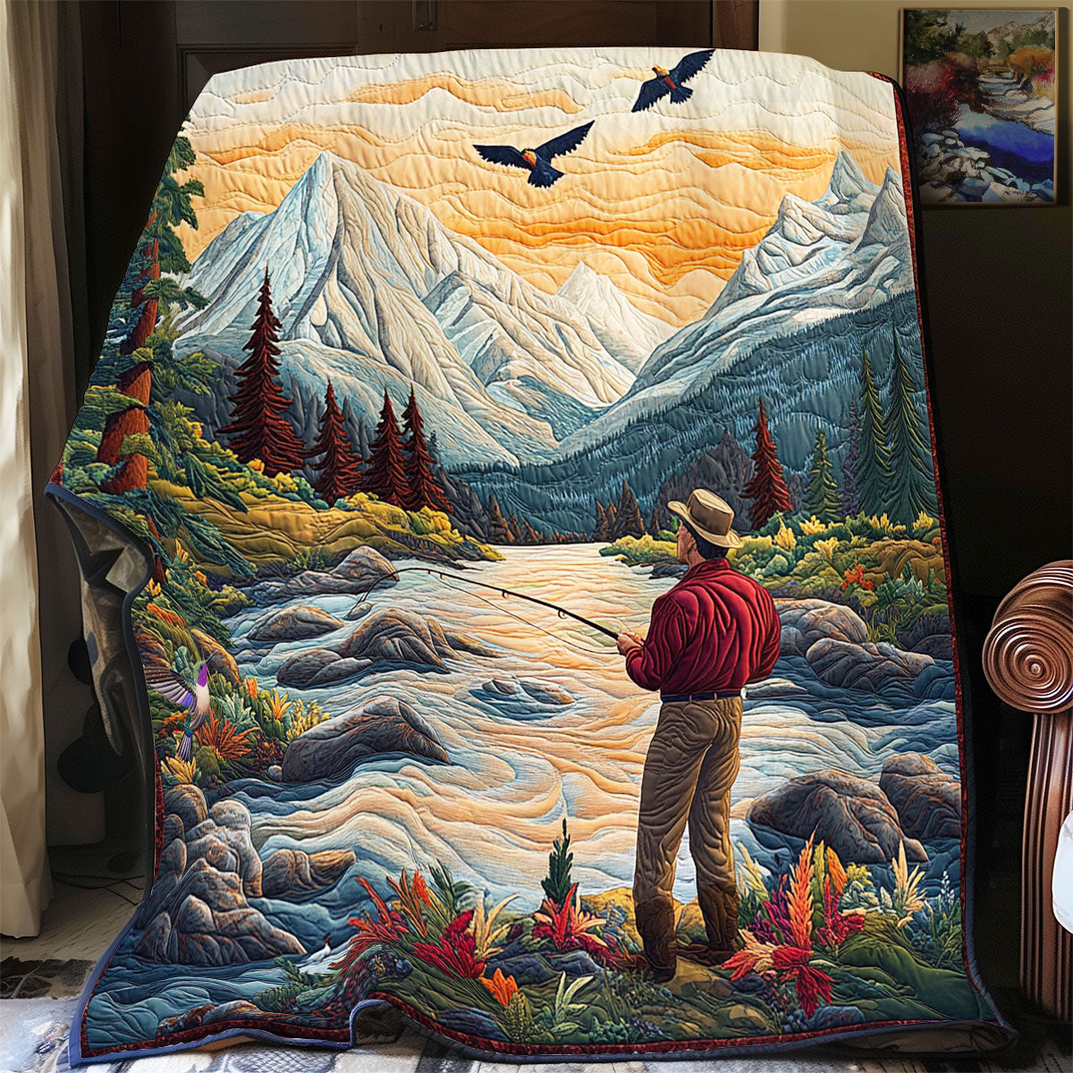 Fishing Quilt Blanket Winter Blanket Best Christmas Presents For Grandmothers