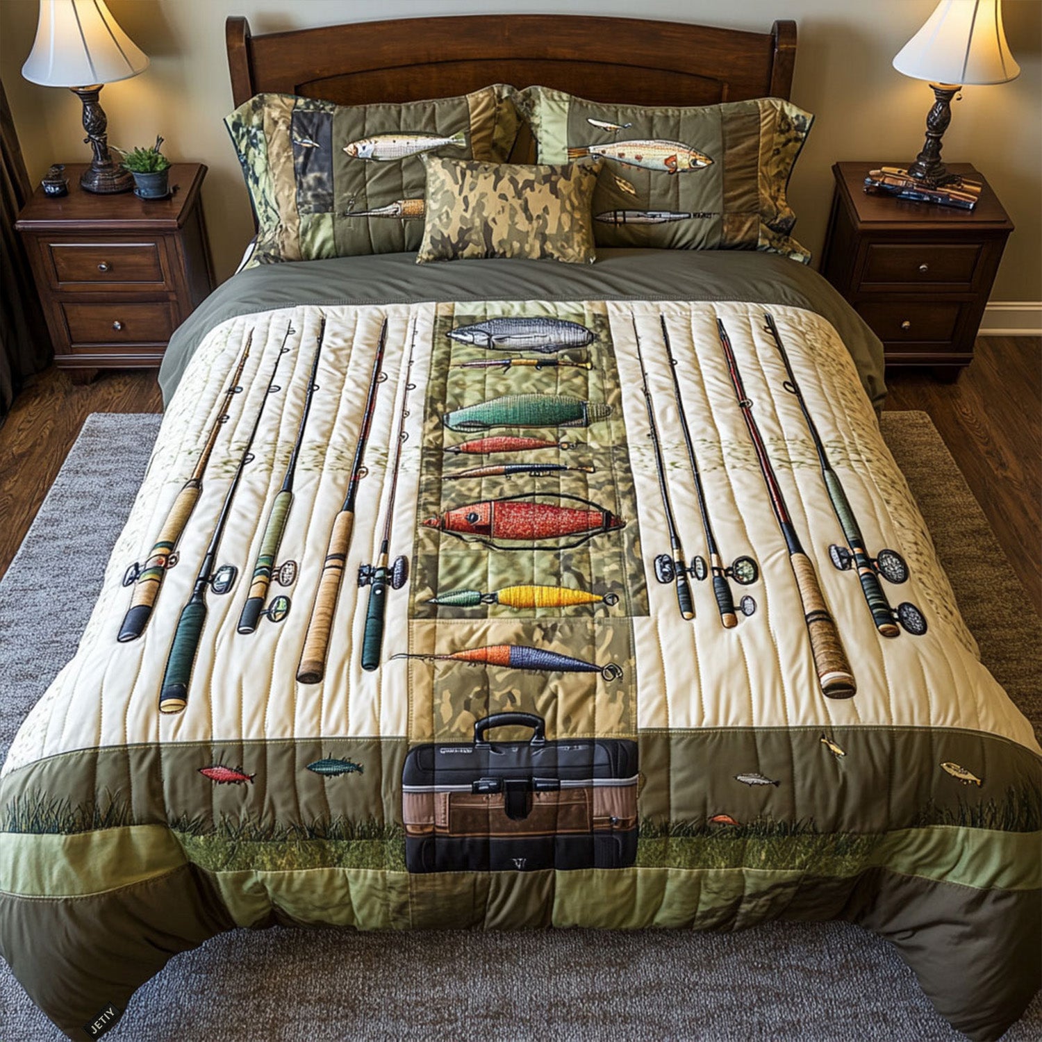 Fishing Quilted Bedding Set Bed Decorations Cool Fishing Gifts