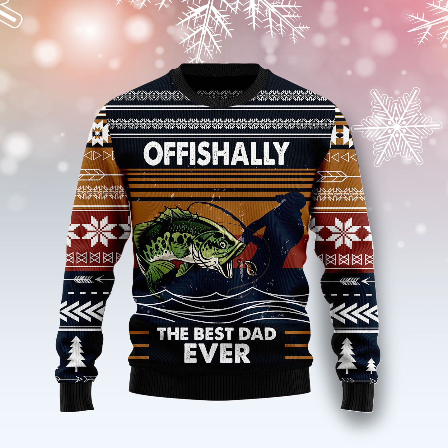 Fishing Retro Vintage Ugly Christmas Sweater Offishally Fisherman Christmas Sweater Xmas Gift