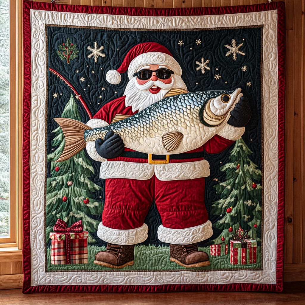 Fishing Santa Quilt Blanket Throws And Blankets Best Fishing Gifts For Christmas 2025