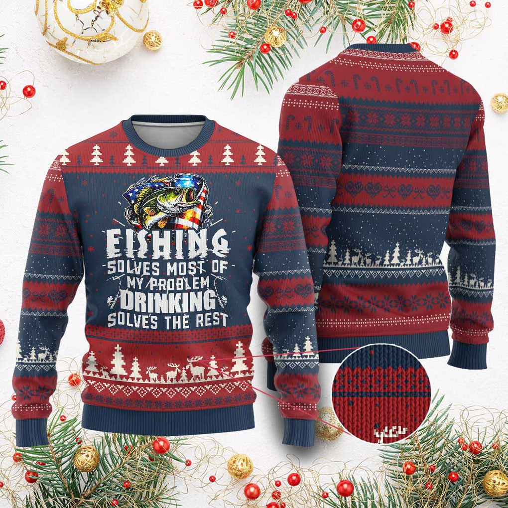 Fishing Solves Most Of My Problems Ugly Christmas Sweater Best Gifts For Your Mom