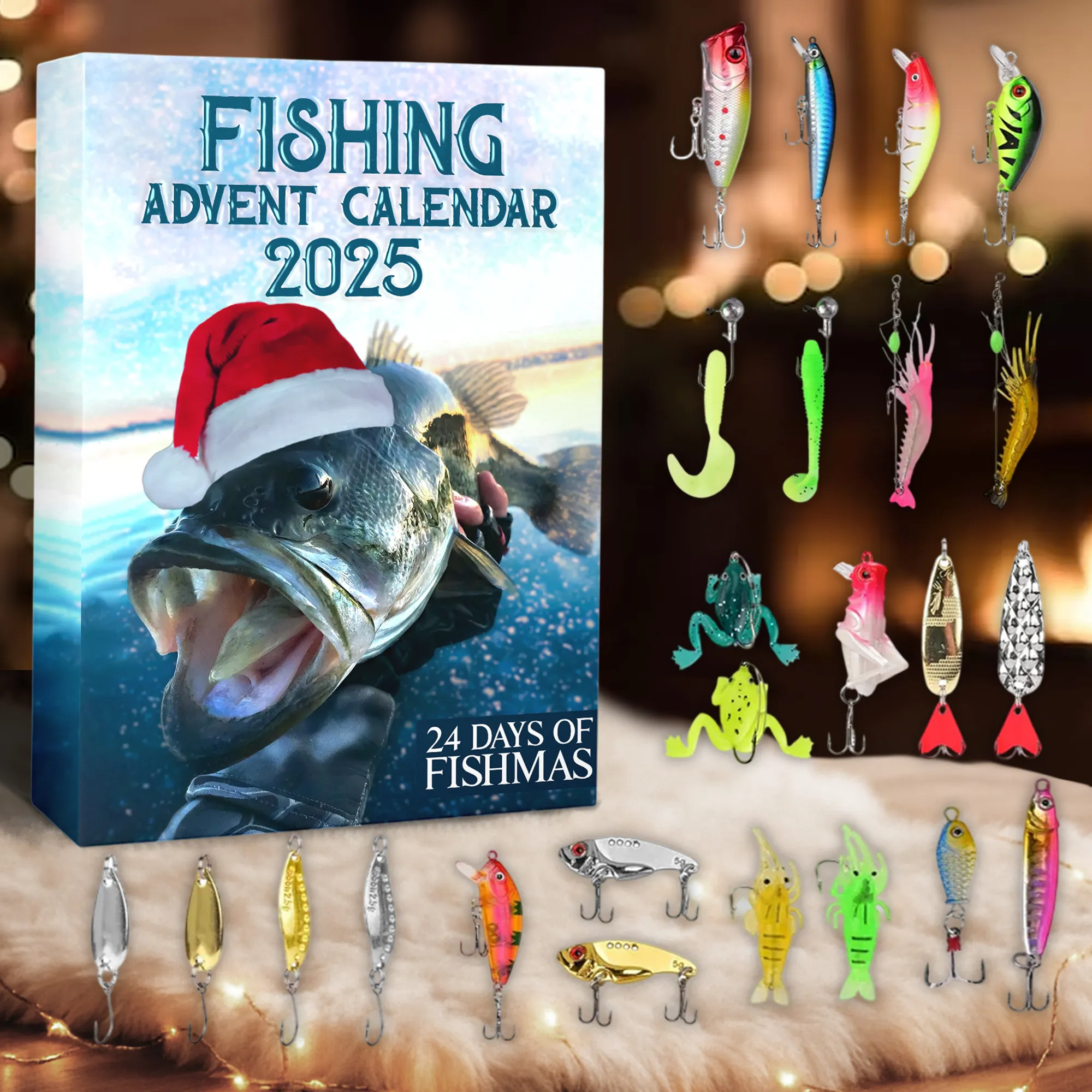 Fishing Tools Ornament Advent Calendar 2025 Christmas Countdown Calendar Fisherman Xmas Gifts