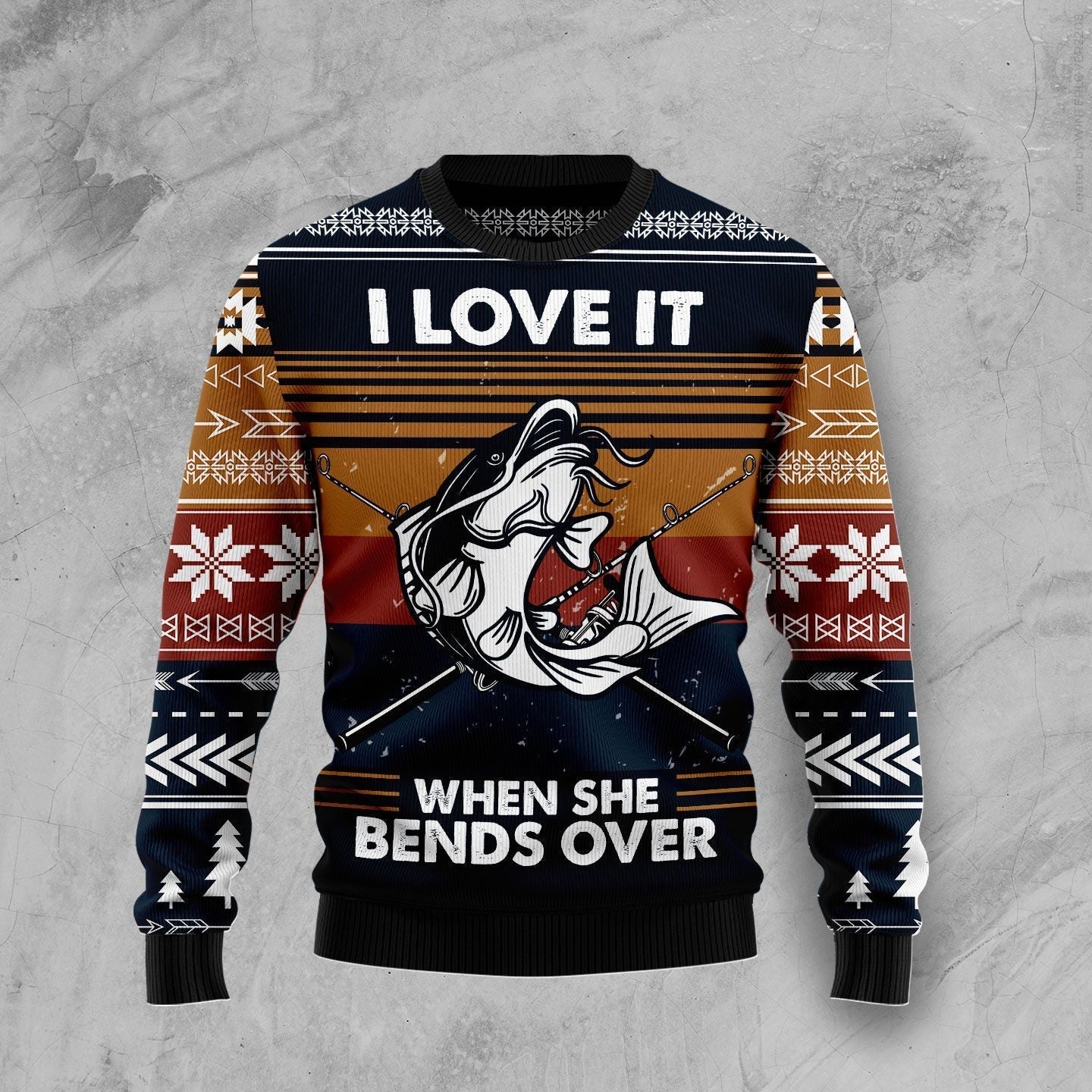 Fishing When She Bends Over Ugly Christmas Sweater Cool Fishing Gifts For Xmas Holiday