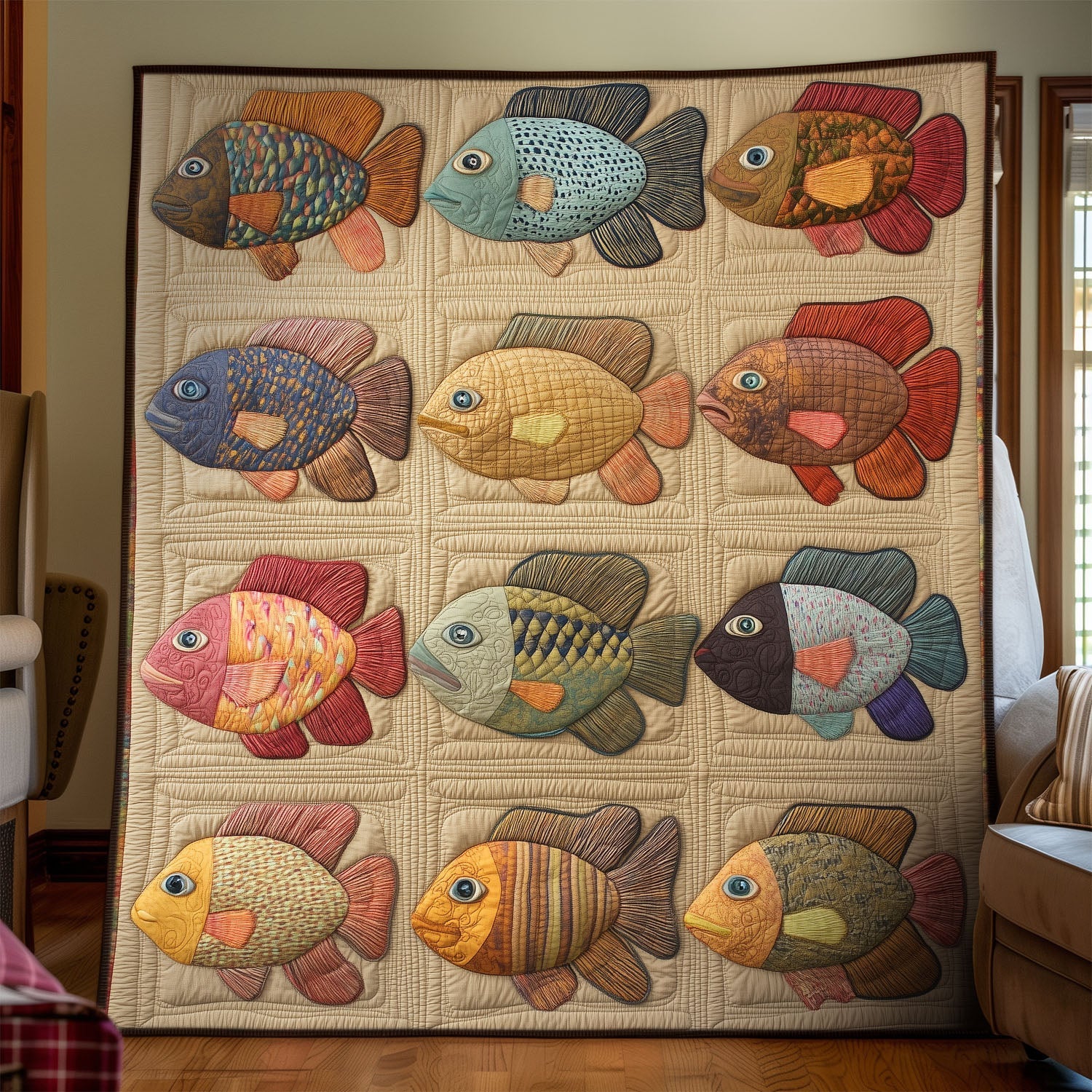 Fishy Tales Quilted Blanket Sofa Couch Throw Blanket Awesome Fishing Lover Gift Ideas