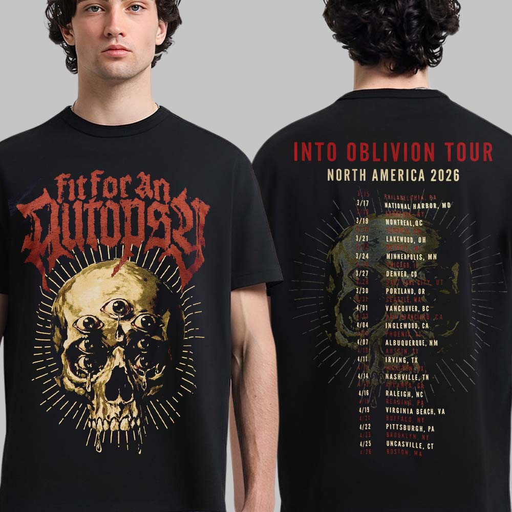 Fit For An Autopsy Into Oblivion Tour T-Shirt Skull Graphic Tee Music Fan Gift For Father