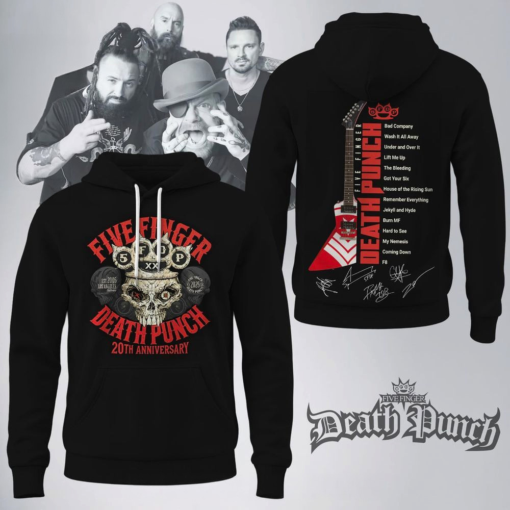 Five Finger Death Punch 20th Anniversary Hoodie Five Finger Death Punch Merch Gifts For Him