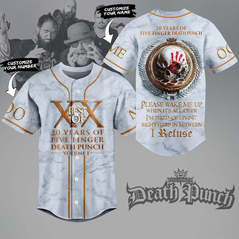 Five Finger Death Punch Merch I Refuse 20 Years Anniversary Limited Edition Baseball Jersey Best Gift For Fans