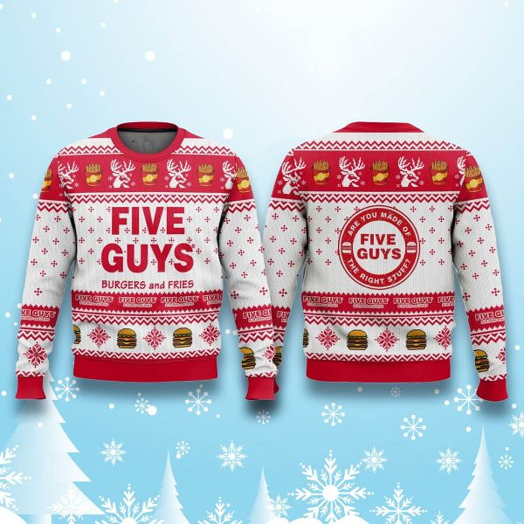 Five Guys Burgers Ugly Christmas Sweater Christmas Gifts For Guys