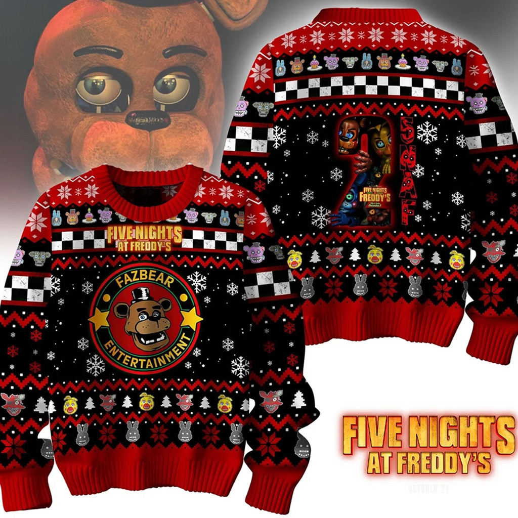 Five Nights At Freddy's 2 Ugly Christmas Sweater 2025 FNAF Holiday Clothing Gifts For Son Five Nights At Freddy's 2 Ugly Christmas Sweater 2025 FNAF Holiday Clothing Gifts For Son