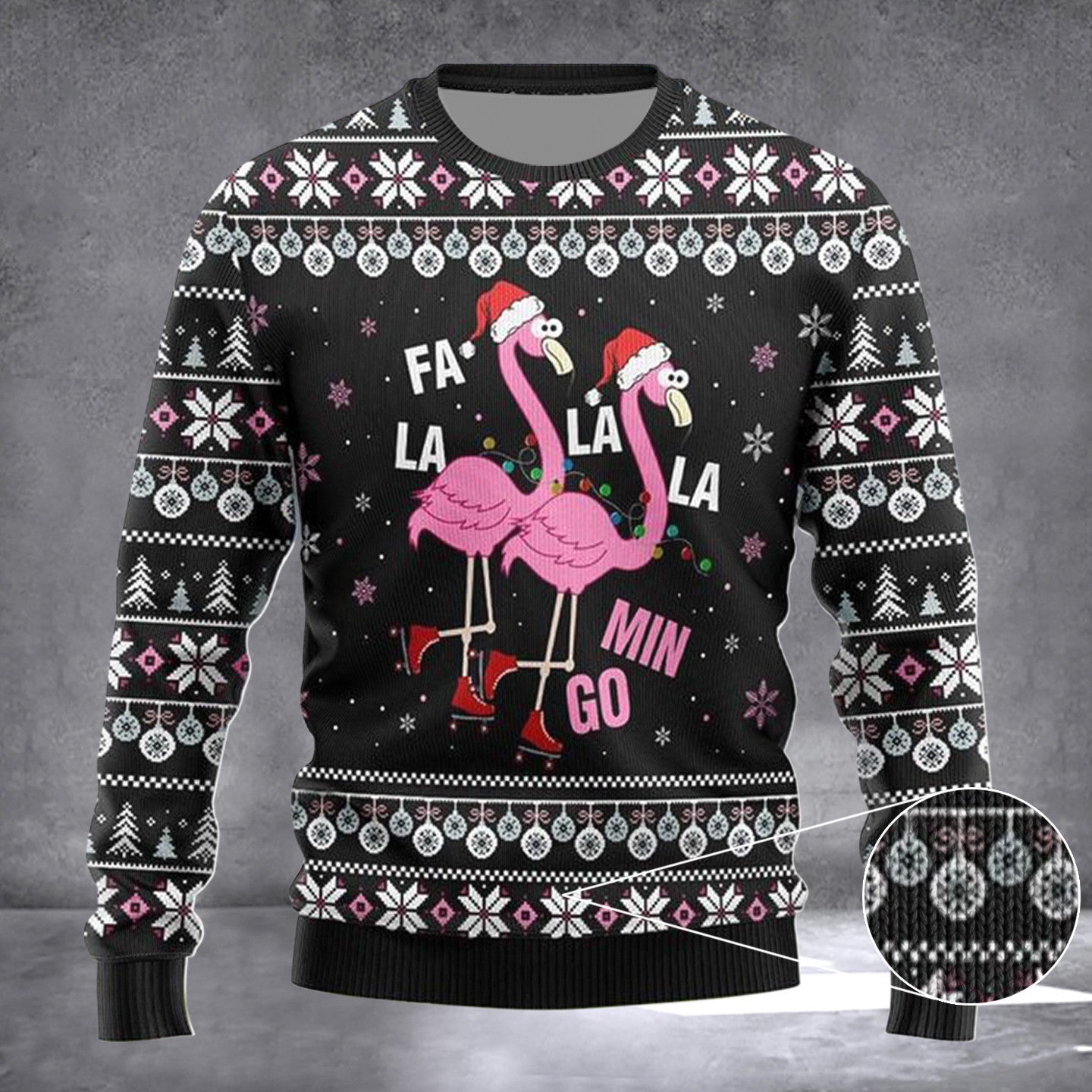 Fla La La Mingo Flamingo Christmas Ugly Sweater Couple Xmas Sweater Gifts For Flamingo Lovers
