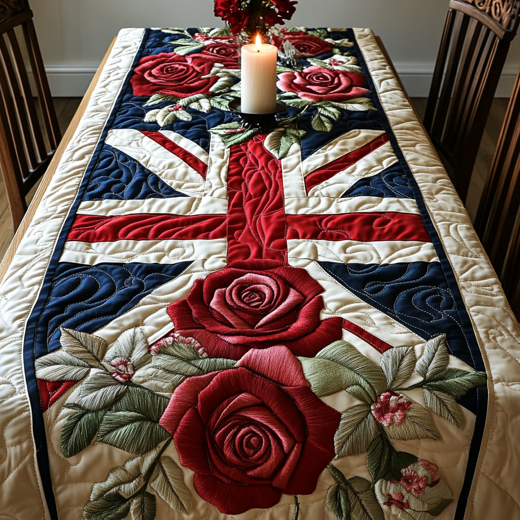 Flag Beauty Quilted Table Runner Holiday Runner Dining Gifts For The Flower Lover