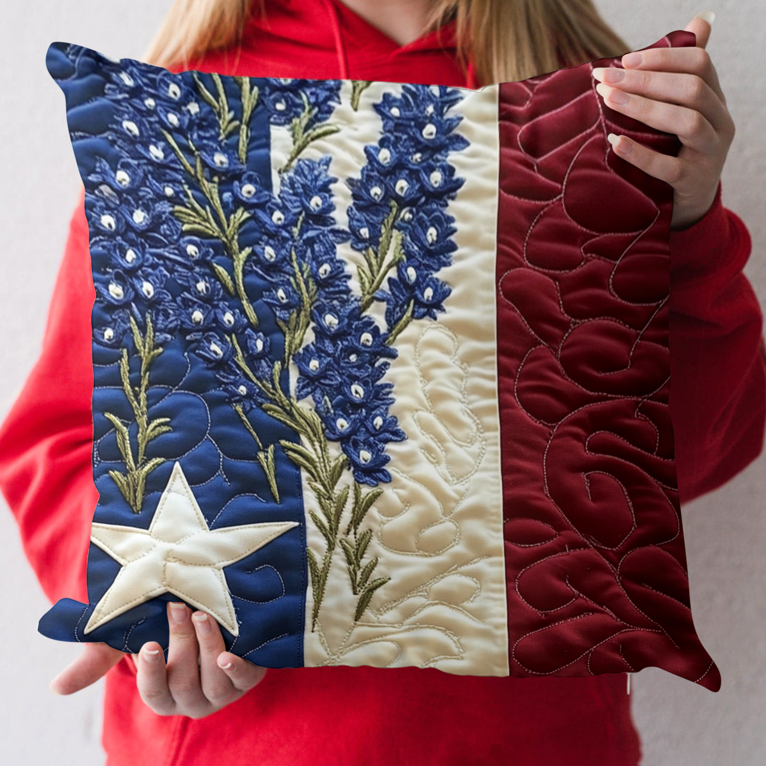Flag Blooms Quilted Pillow Case Best Cool Pillow Cases Texas Christmas Gifts