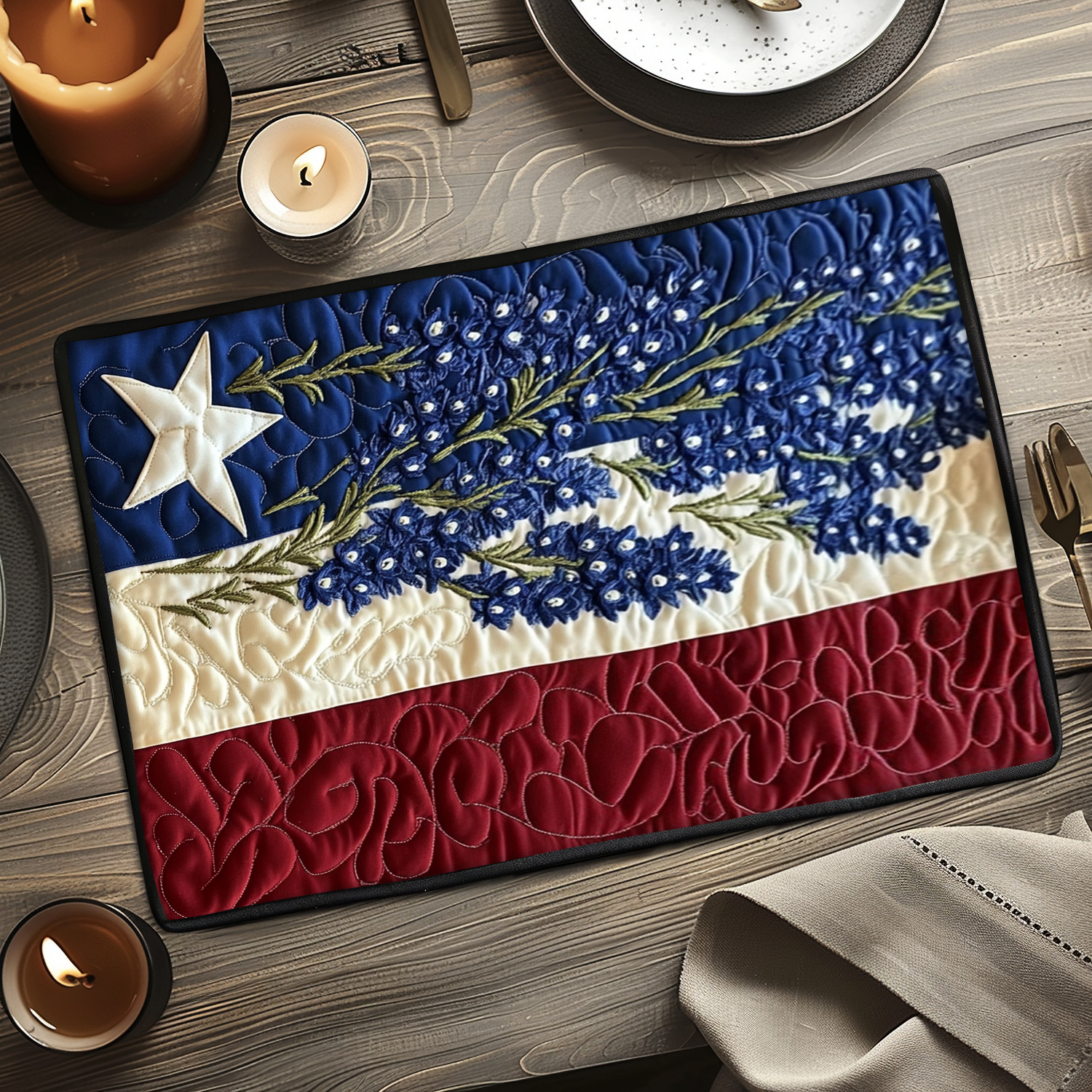 Flag Blooms Quilted Place Mat Home Decor Items Flower Lavender Plant Gift