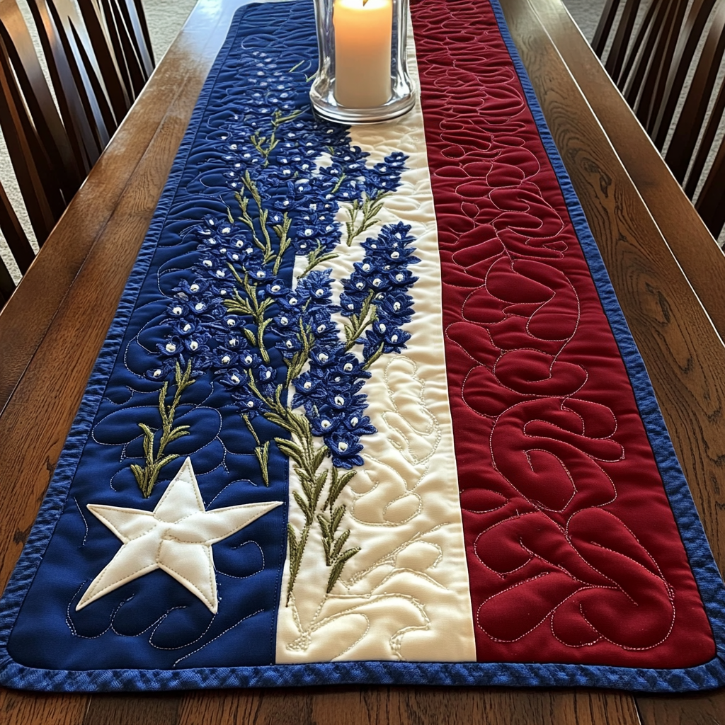 Flag Blooms Quilted Table Runner Dining Table Decor Ideas Texas Gifts Online