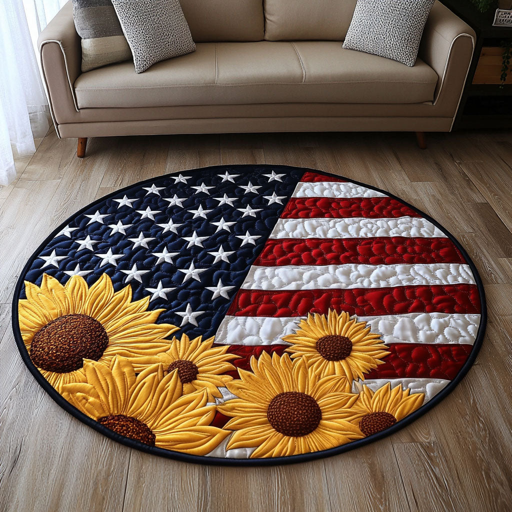 Flag with Quilted Round Mat Christmas Entryway Decor Gifts For Flower Enthusiasts