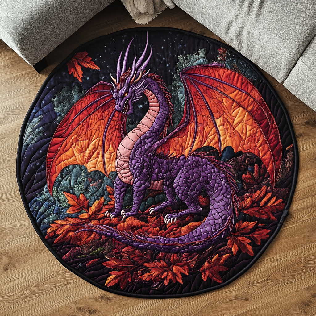 Flame Breath Orb Quilted Round Mat Door Entrance Decor Practical Gifts For Farmers