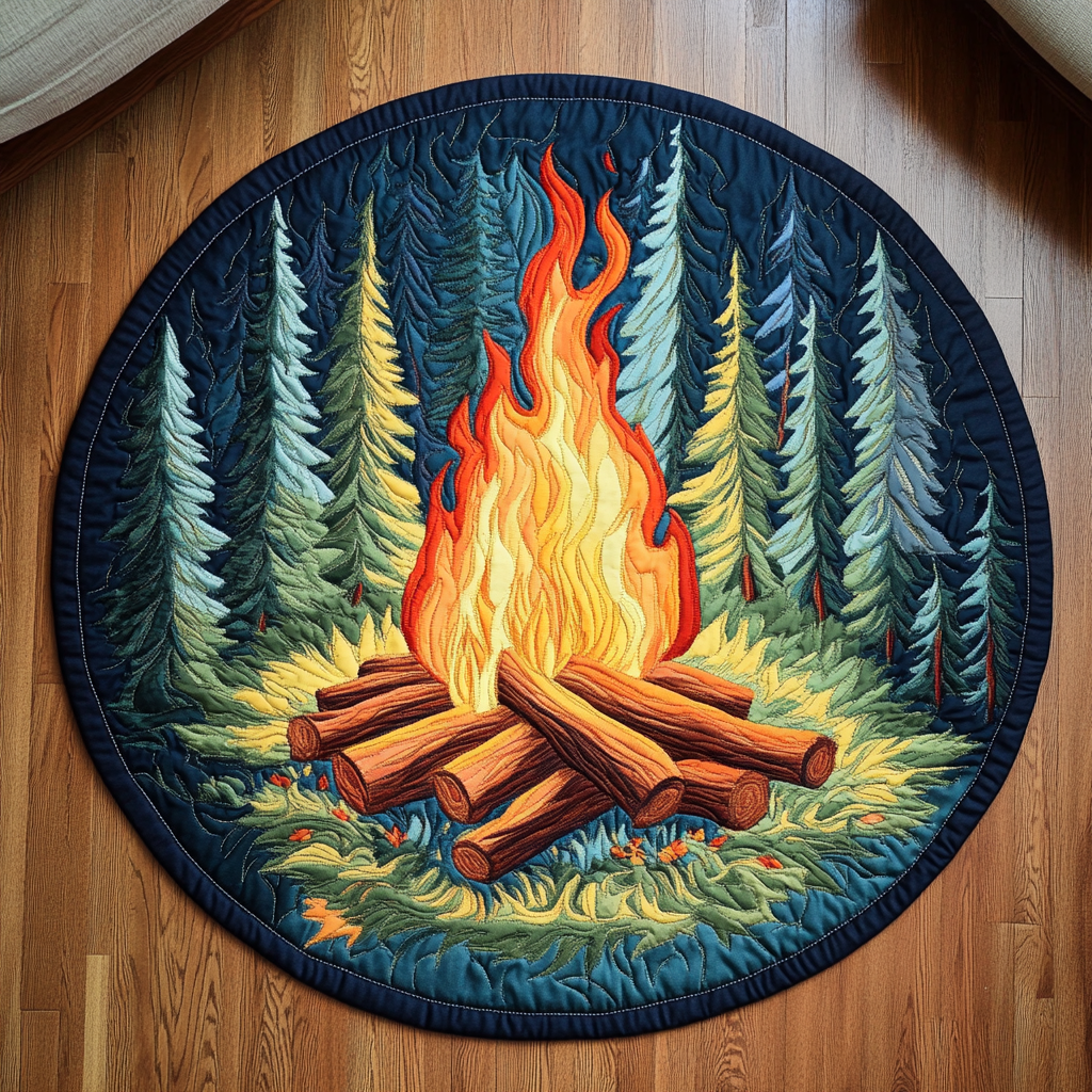 Flame Dance Quilted Round Mat Entryway Decor Farmer Fathers Day Gifts