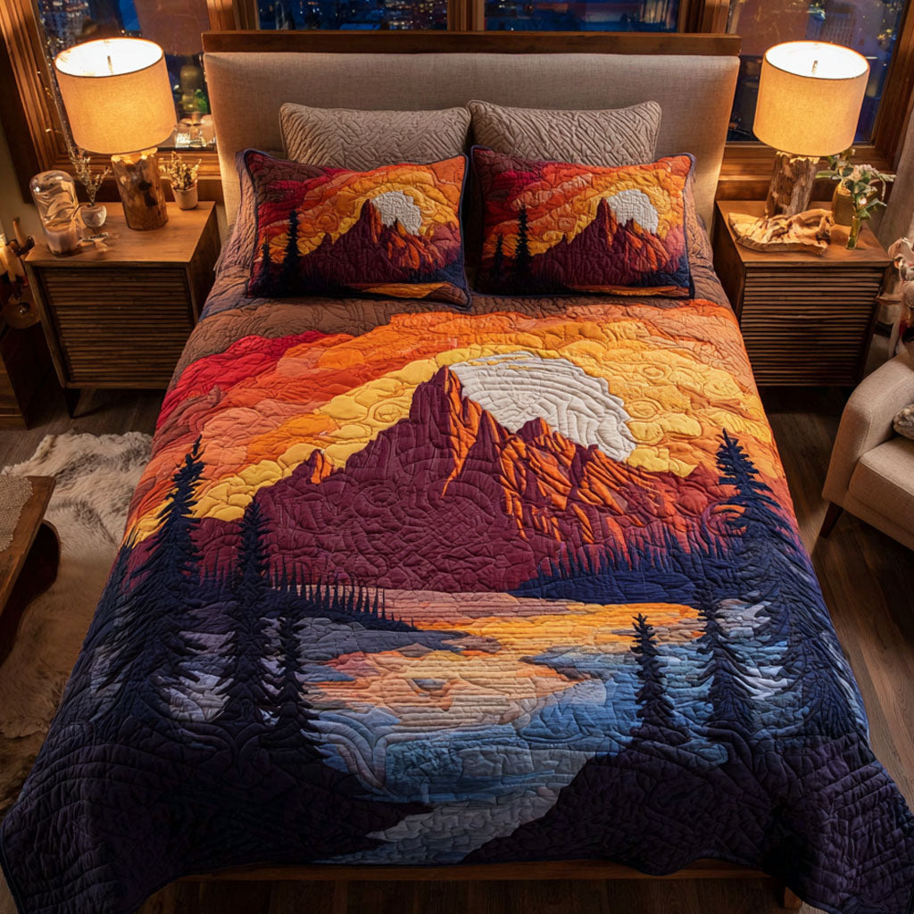 Flame Mountain Quilted Bedding Set Forest Bedroom Decor Ideas Secret Santa Gift Ideas