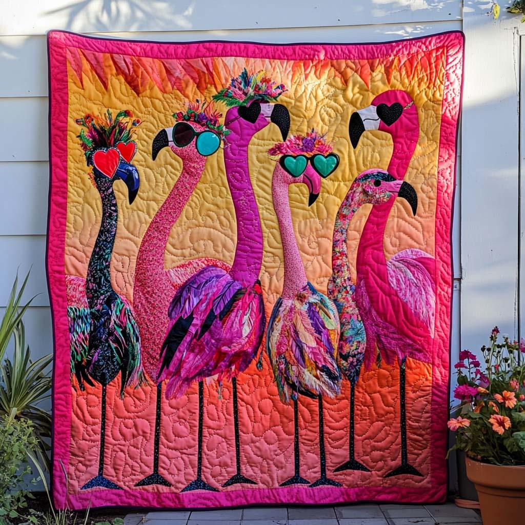 Flamin Fun Quilted Blanket Cute Throw Blanket Flamingo Special Gifts