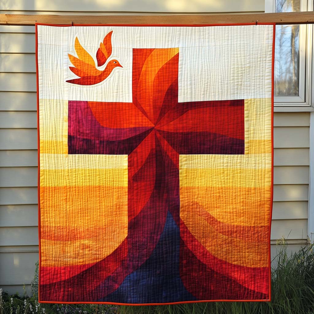 Flaming Dove Quilted Blanket Christian Christmas Gifts