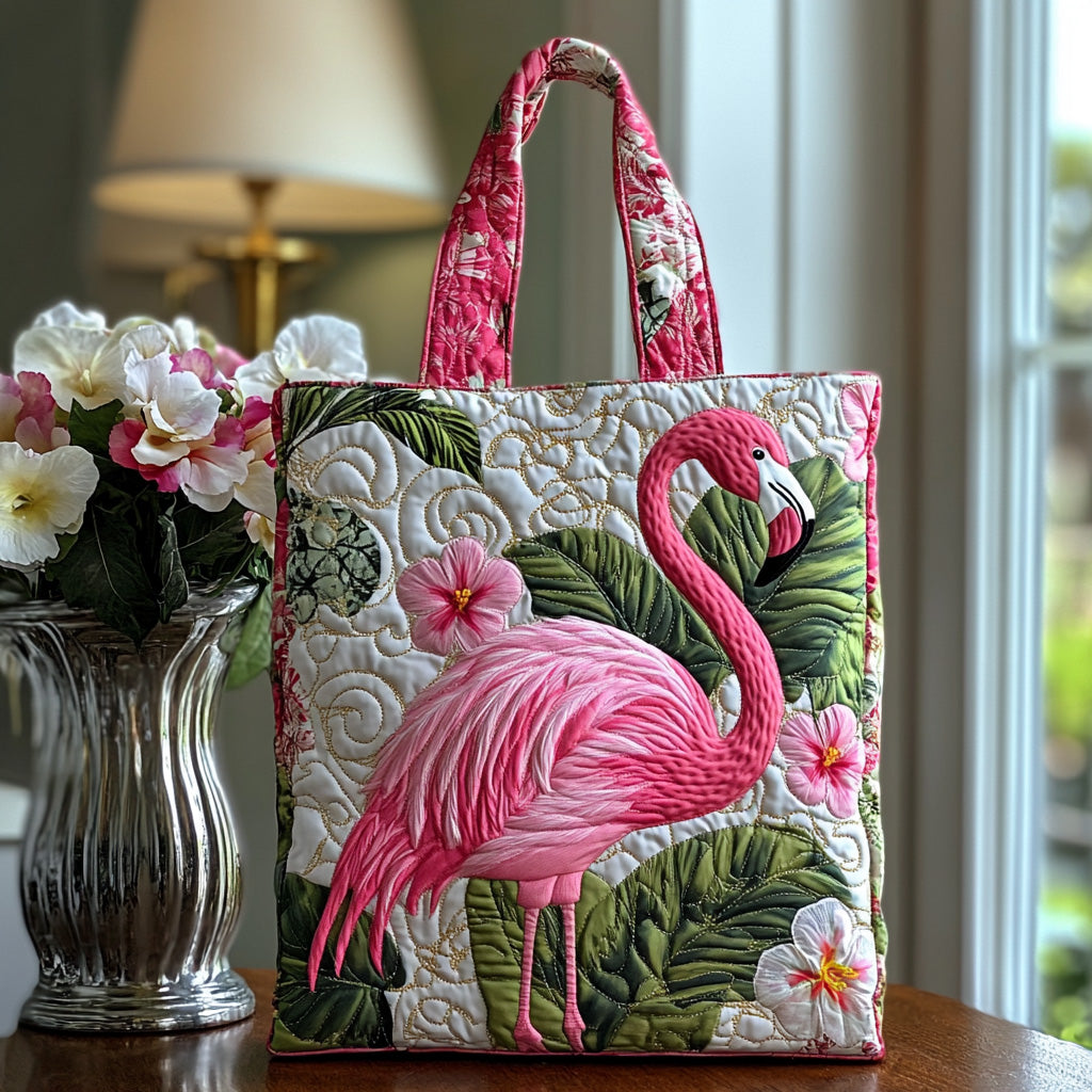 Flaminglow Quilted Tote Bag Flamingo Based Gifts