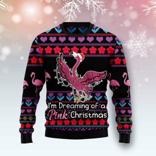 Flamingo A Pink Christmas Ugly Sweater Cozy Clothing Christmas Gifts For Flamingo Lovers