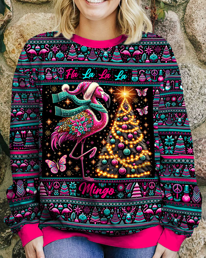 Flamingo And Pine Tree Ugly Christmas Sweater Cute Winter Jumper Flamingo Gifts For Her