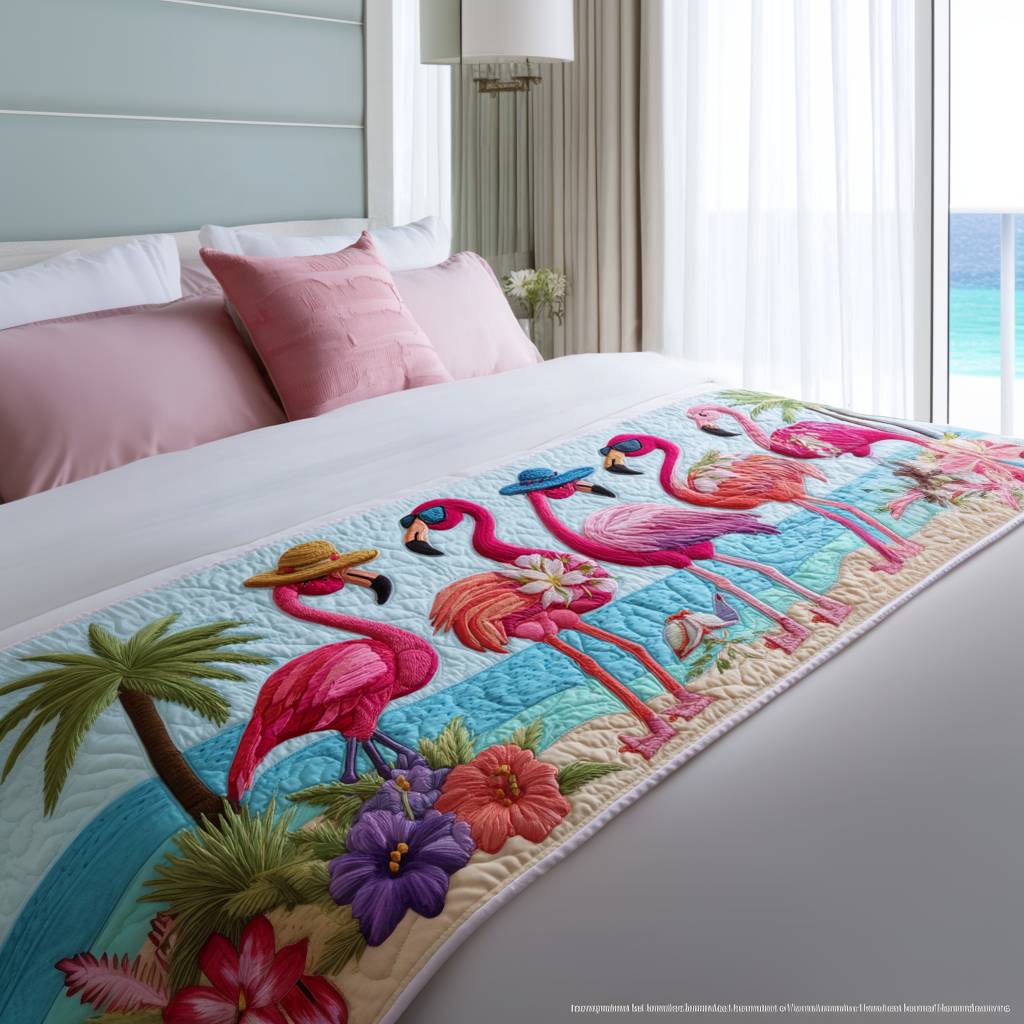 Flamingo Bay Quilted Bed Runner Bed Decorations Flamingo Themed Presents