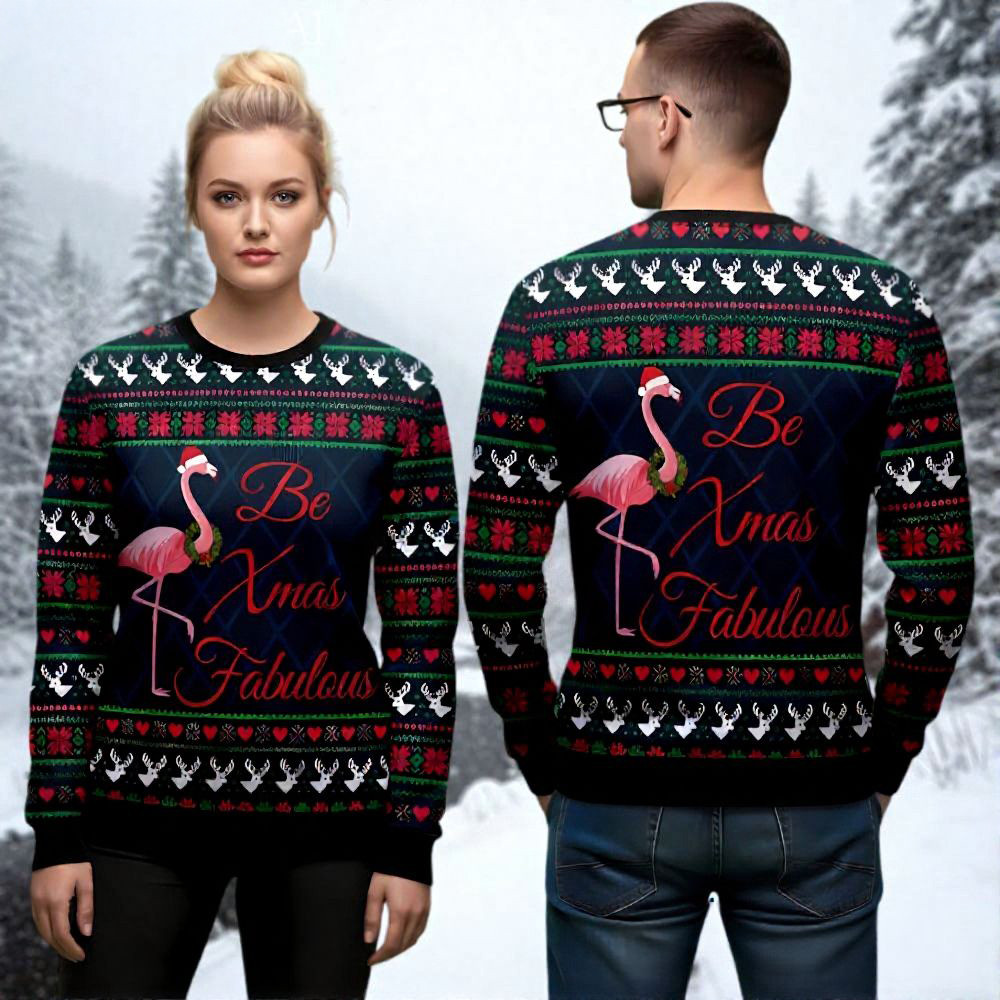 Flamingo Be Xmas Fabulous Ugly Christmas Sweater Holiday Apparel Christmas Clothing Gift Ideas