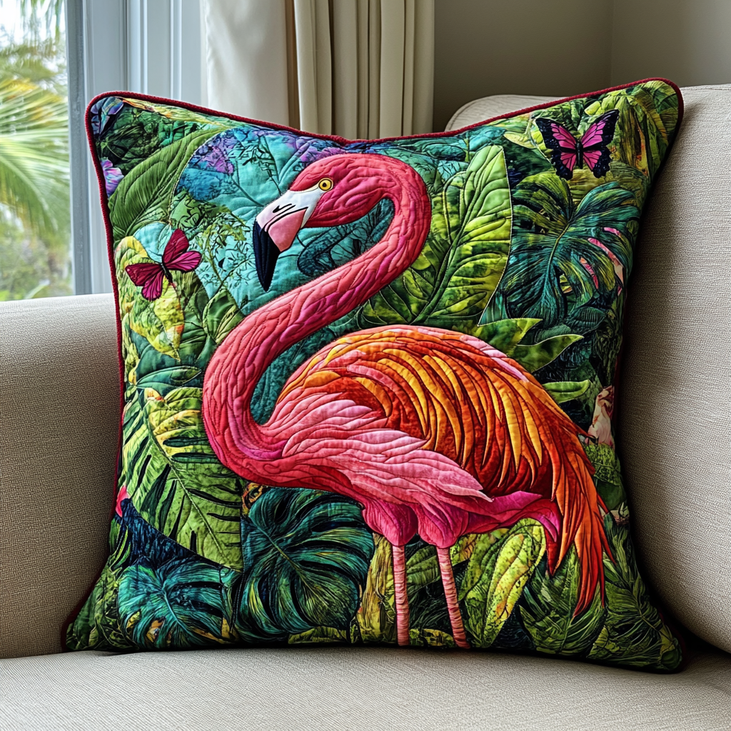 Flamingo Beach Quilted Pillow Case Best Throw Pillow Covers Unique Flamingo Presents