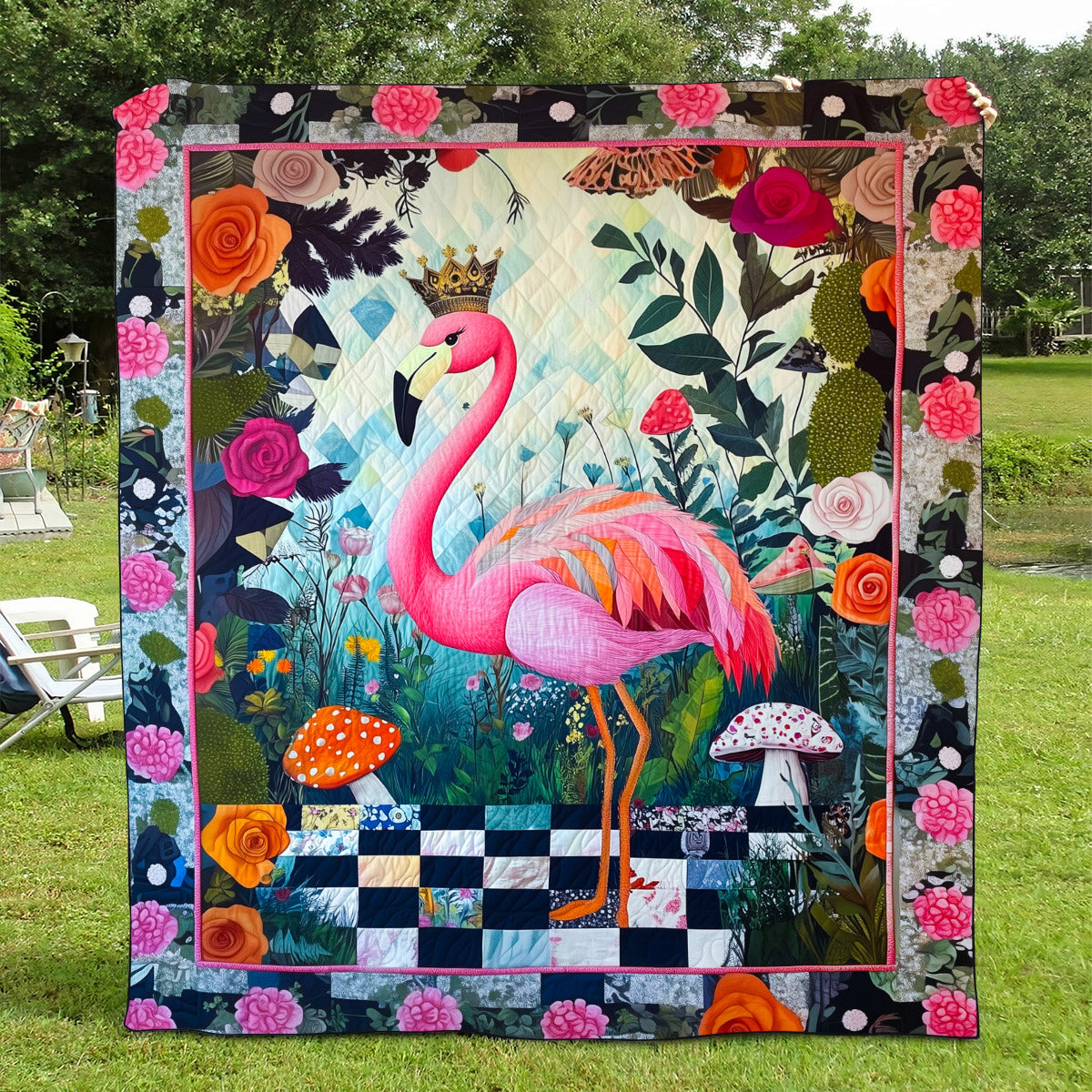 Flamingo Bliss Quilted Blanket Flamingo Gifts For Her