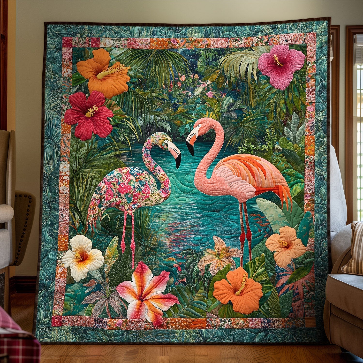 Flamingo Bliss Quilted Blanket Gifts For Flamingo Lovers